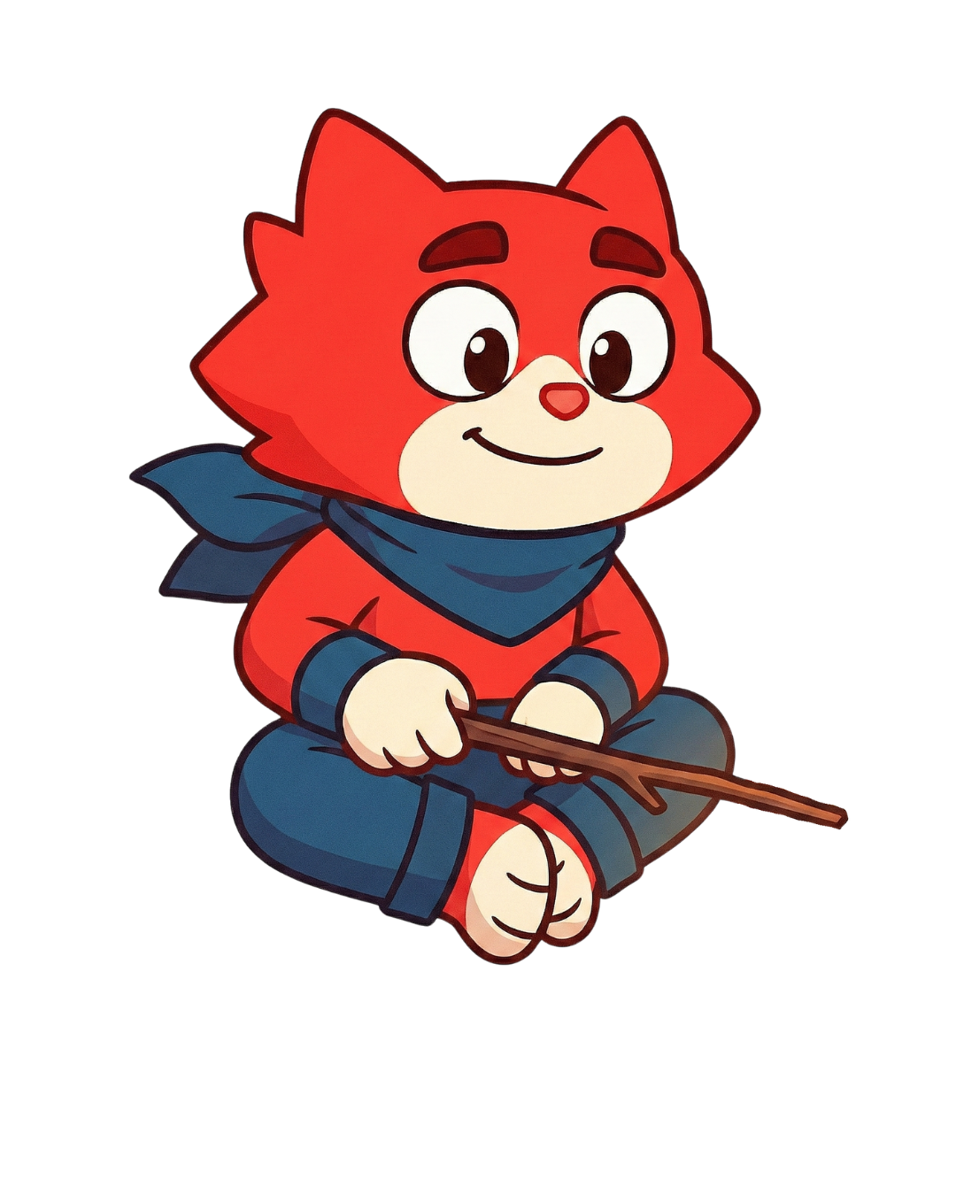 Red hero sitting by the fire